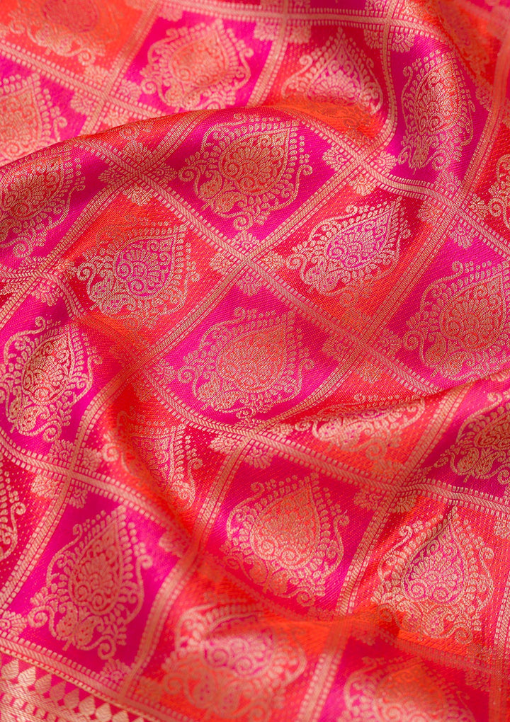 Rani Pink Zariwork Pure Silk Saree