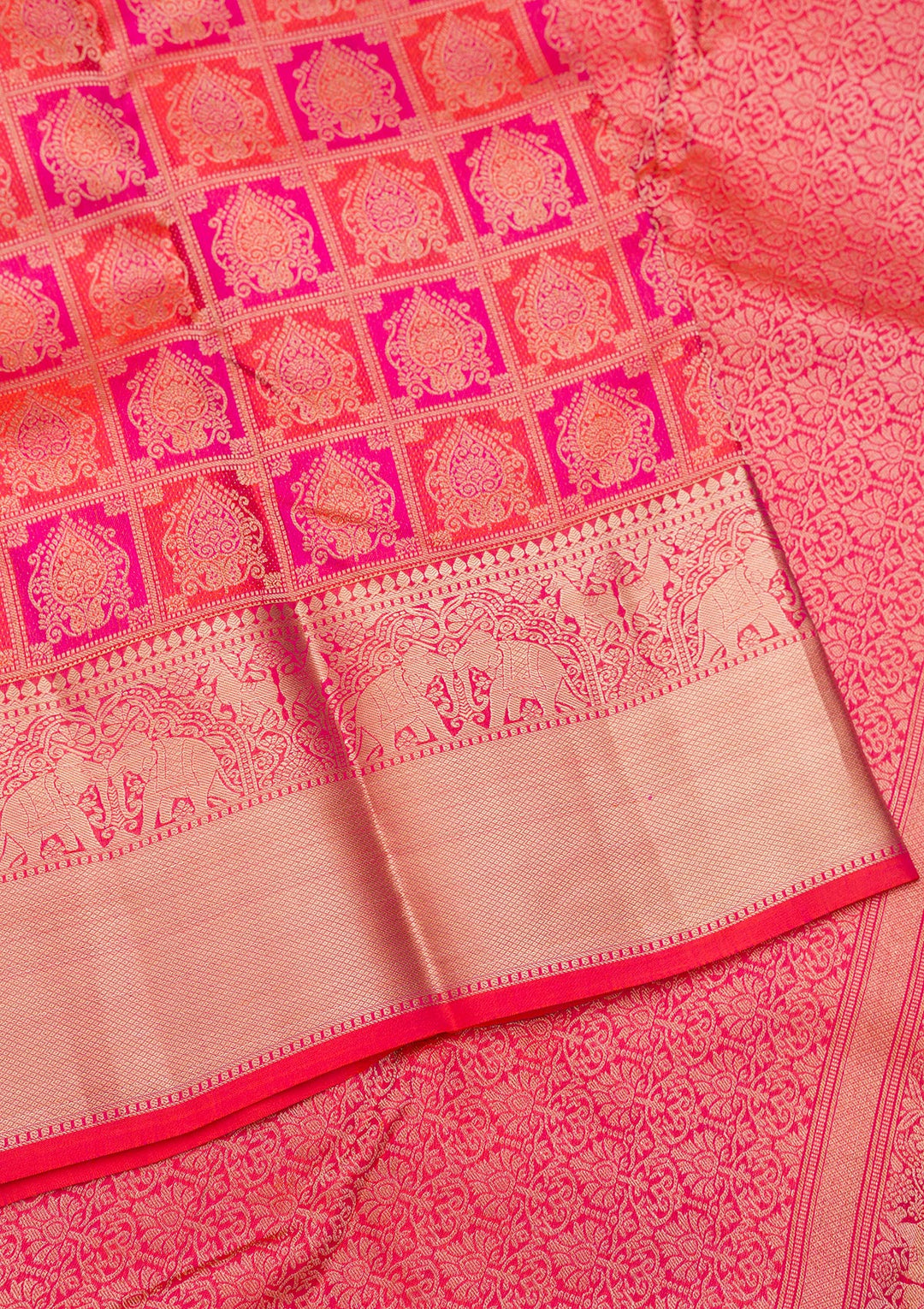 Rani Pink Zariwork Pure Silk Saree