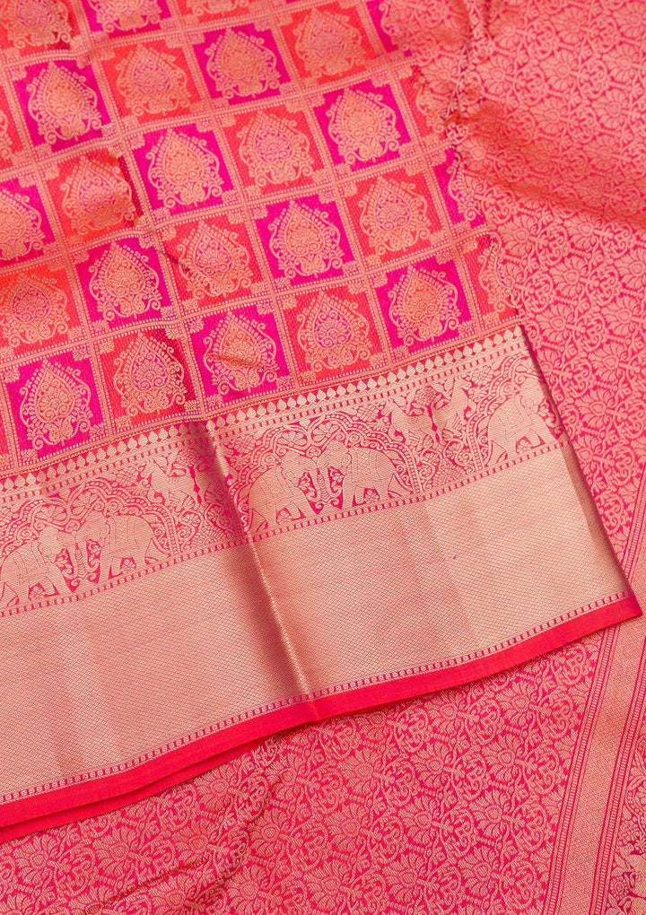 Rani Pink Zariwork Pure Silk Saree