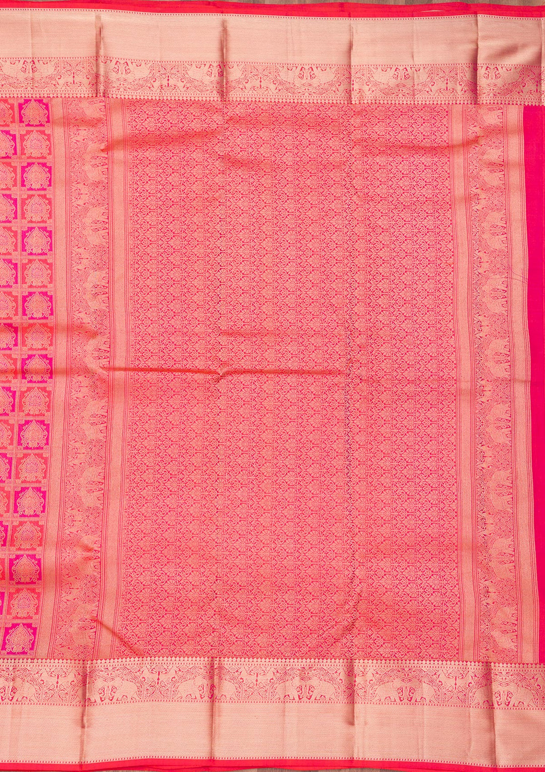 Rani Pink Zariwork Pure Silk Saree