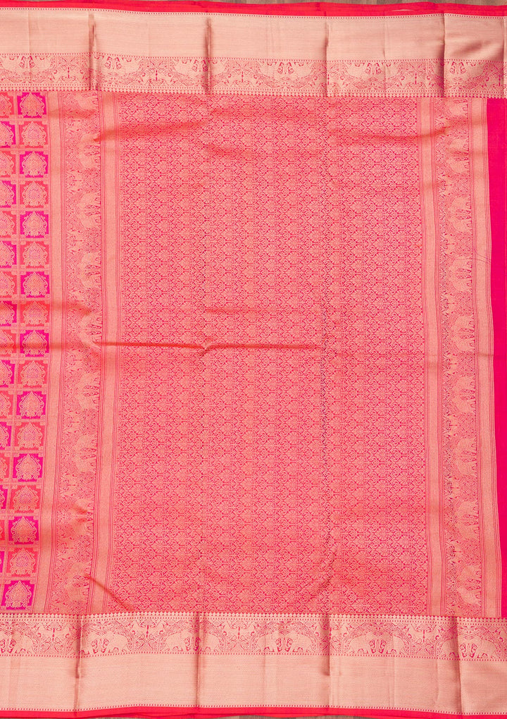 Rani Pink Zariwork Pure Silk Saree