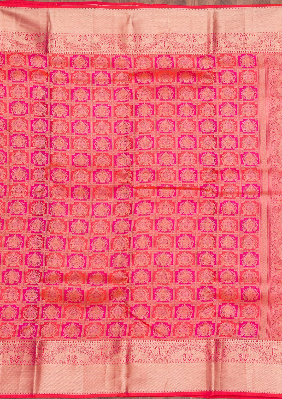 Rani Pink Zariwork Pure Silk Saree