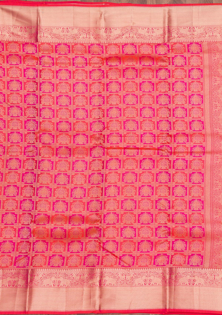 Rani Pink Zariwork Pure Silk Saree
