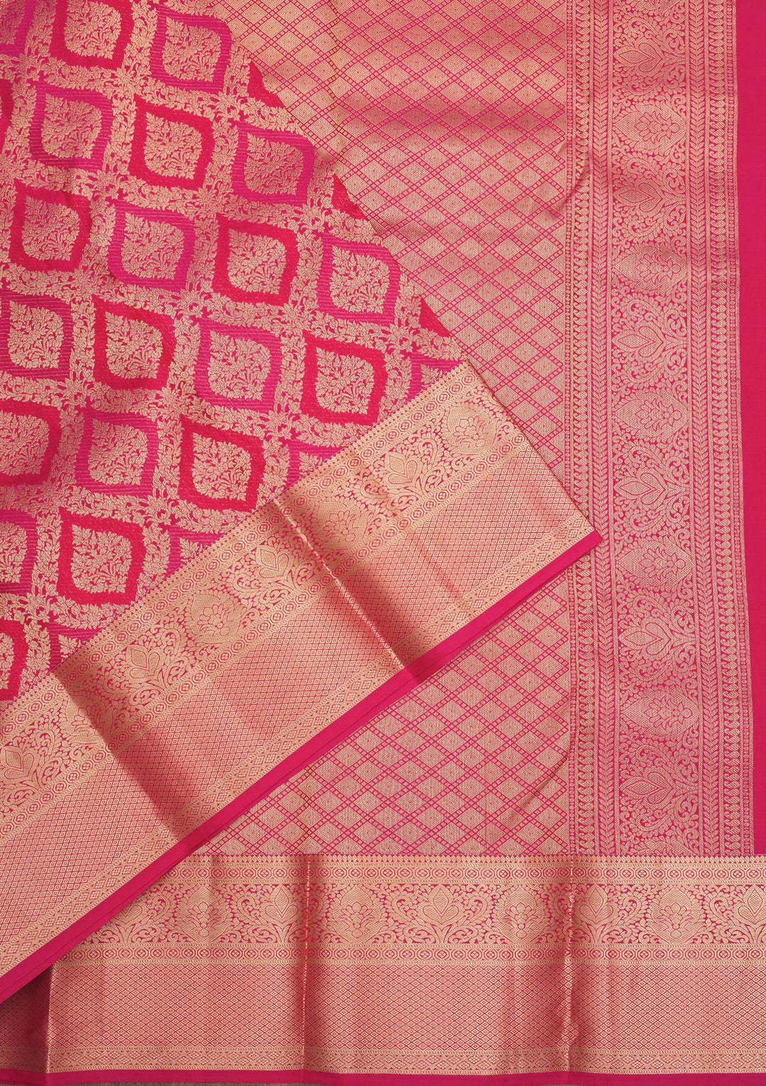 Rani Pink Zariwork Pure Silk Saree