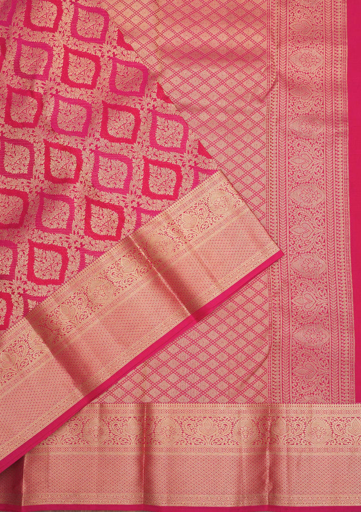 Rani Pink Zariwork Pure Silk Saree
