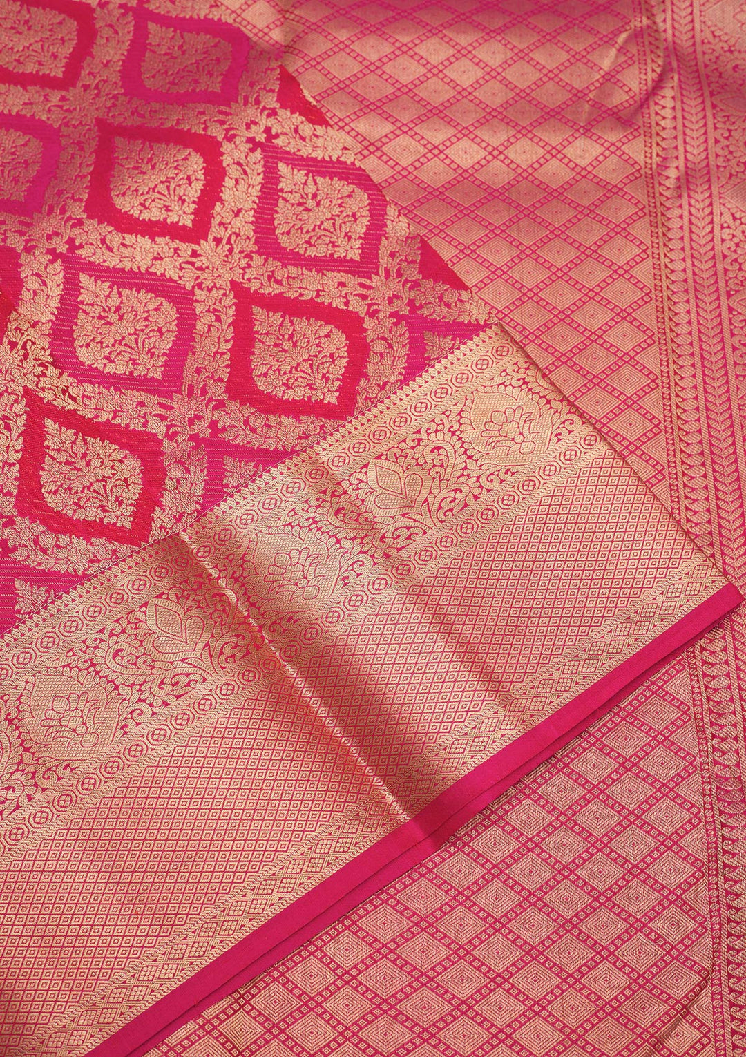 Rani Pink Zariwork Pure Silk Saree
