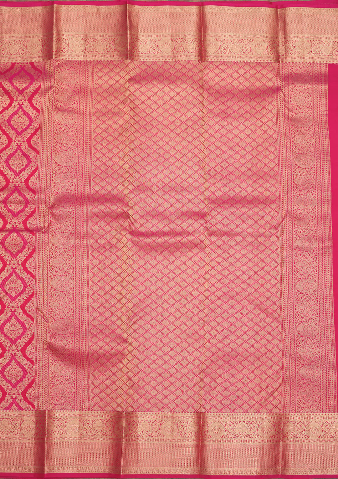 Rani Pink Zariwork Pure Silk Saree