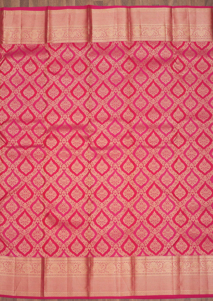 Rani Pink Zariwork Pure Silk Saree