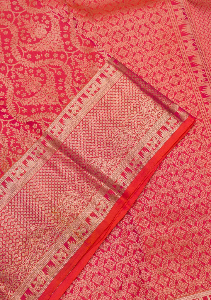 Rani Pink Zariwork Pure Silk Saree