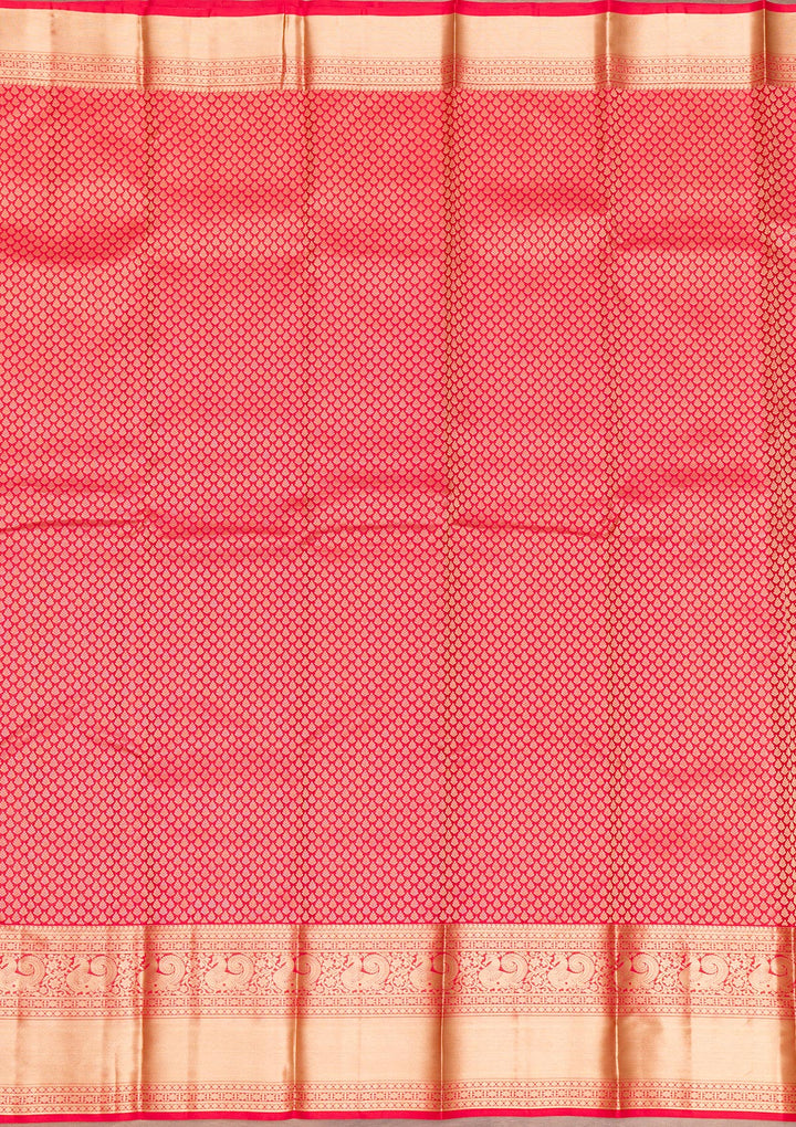 Rani Pink Zariwork Pure Silk Saree-Koskii