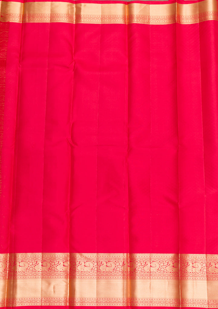 Rani Pink Zariwork Pure Silk Saree-Koskii