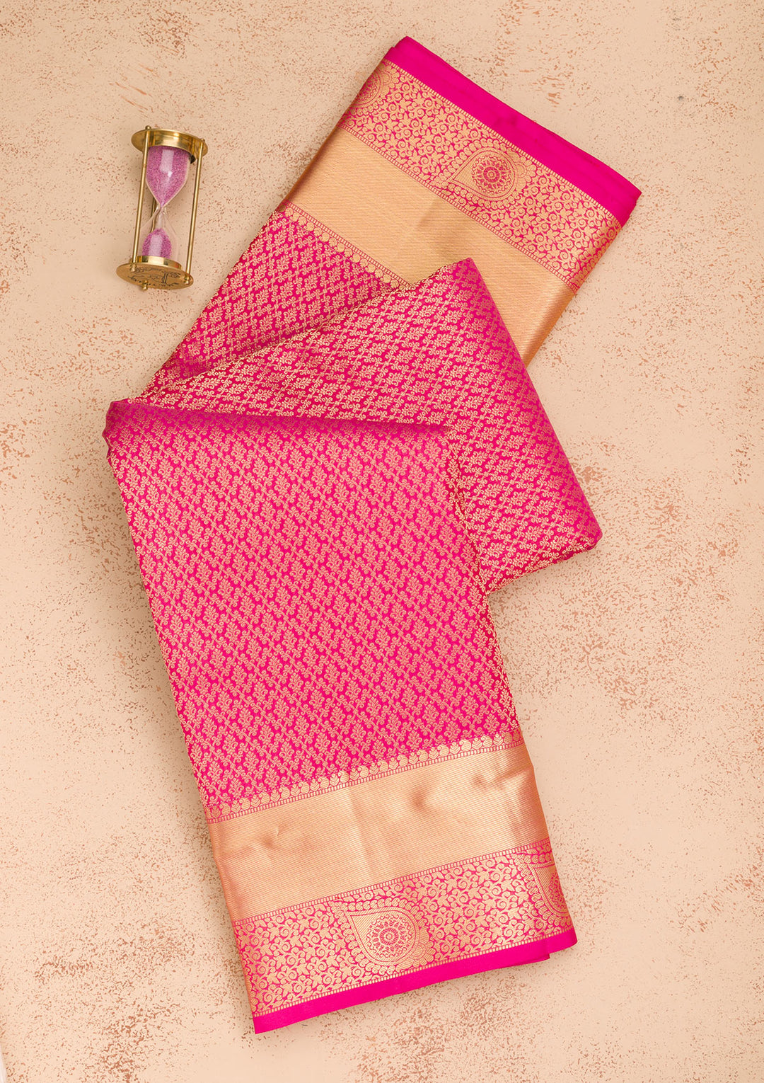 Rani Pink Zariwork Pure Silk Saree