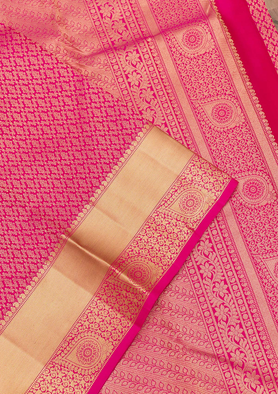 Rani Pink Zariwork Pure Silk Saree