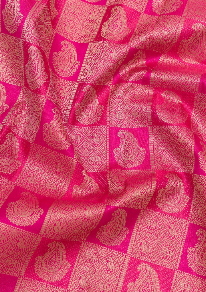 Rani Pink Zariwork Pure Silk Saree