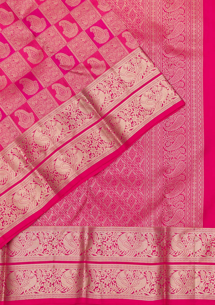 Rani Pink Zariwork Pure Silk Saree