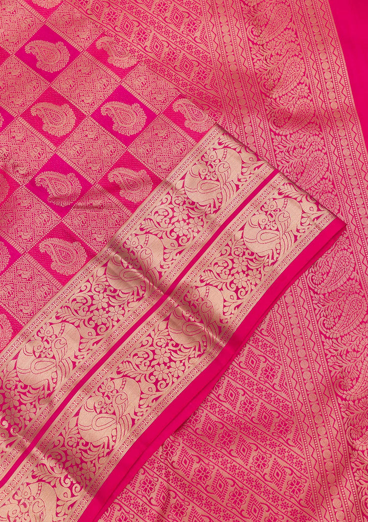 Rani Pink Zariwork Pure Silk Saree