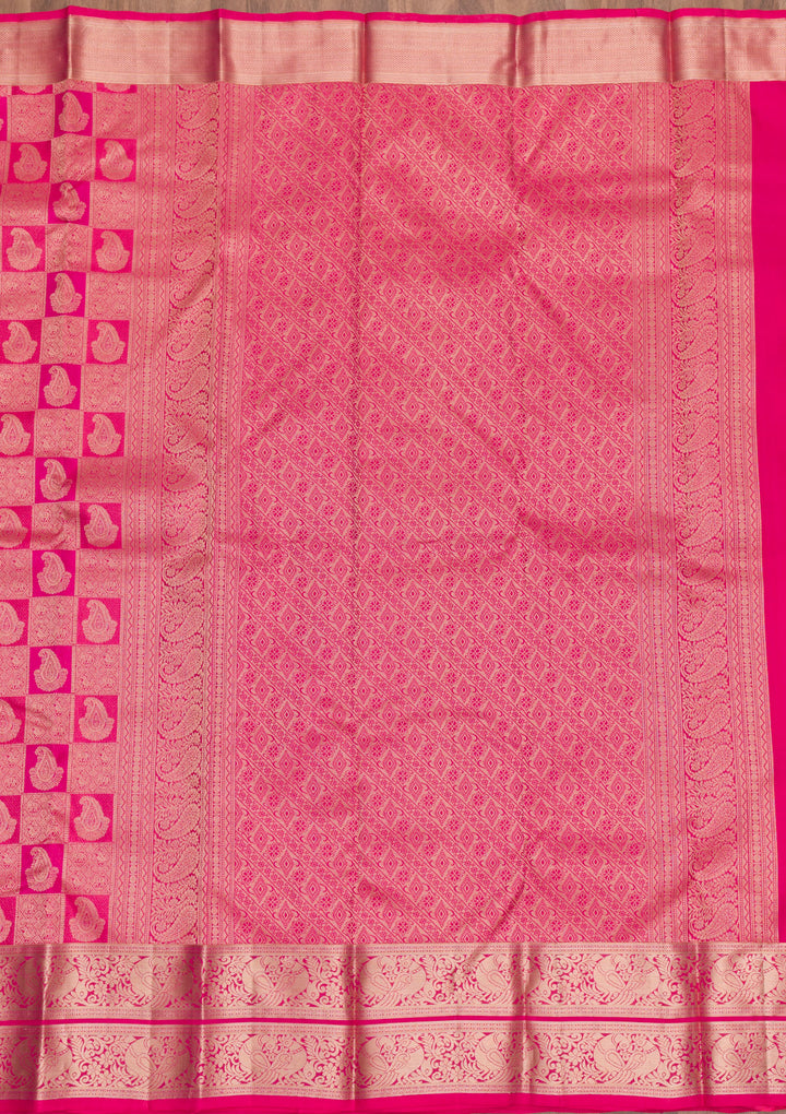 Rani Pink Zariwork Pure Silk Saree