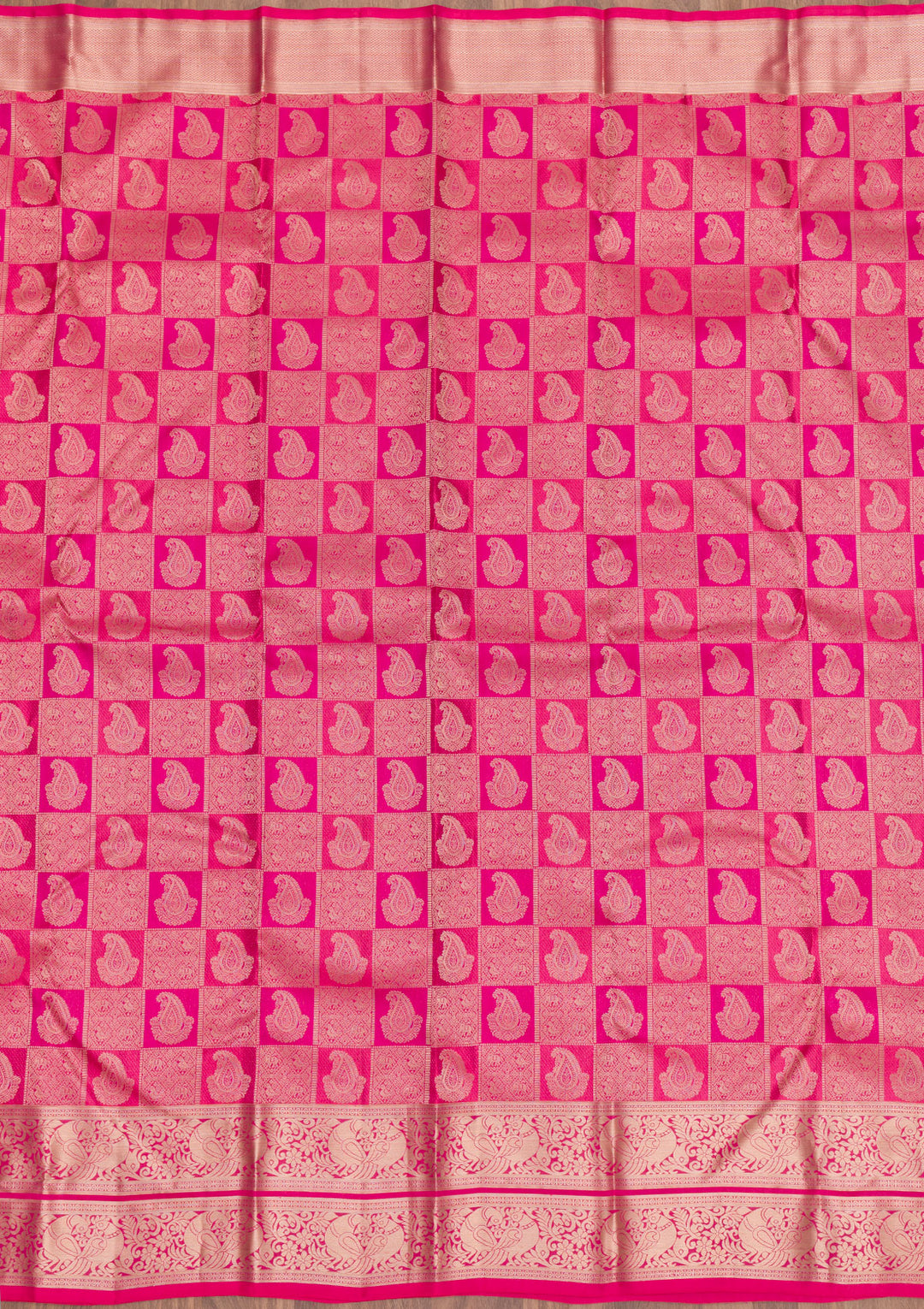 Rani Pink Zariwork Pure Silk Saree