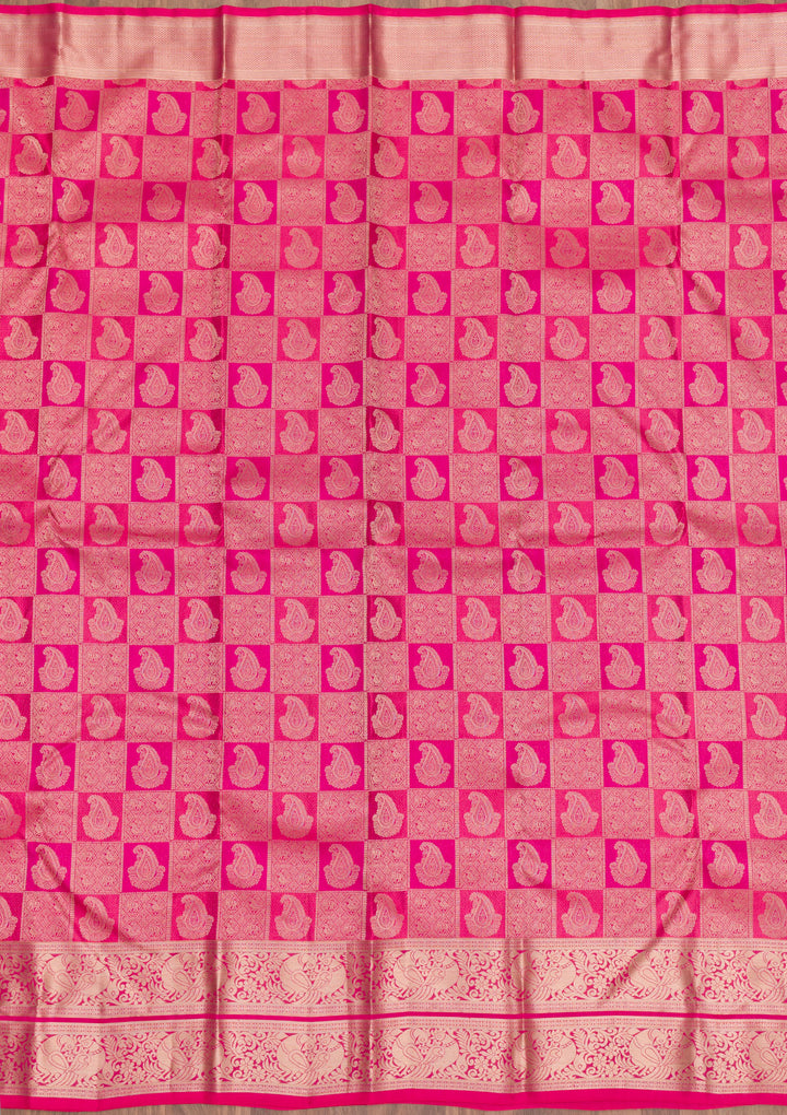 Rani Pink Zariwork Pure Silk Saree