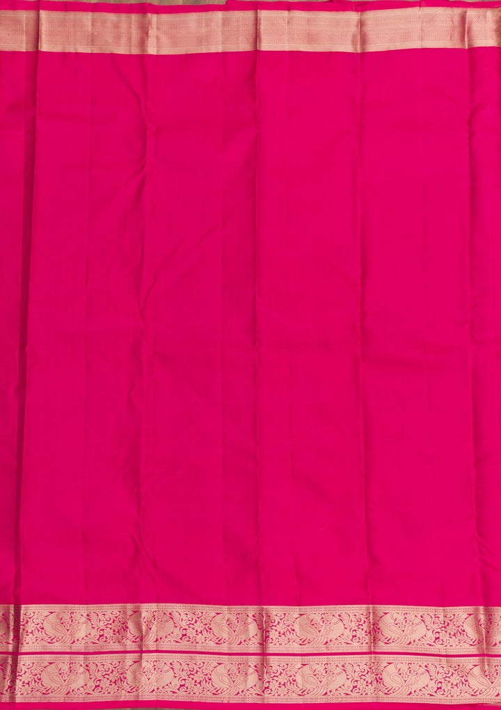 Rani Pink Zariwork Pure Silk Saree