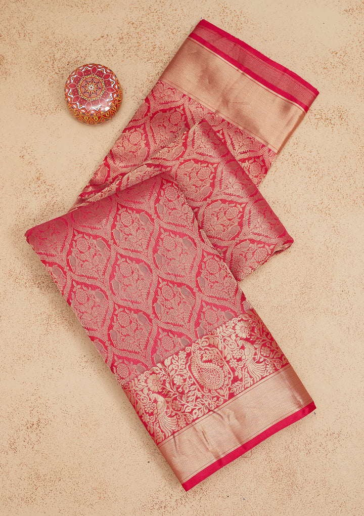 Rani Pink Zariwork Pure Silk Saree
