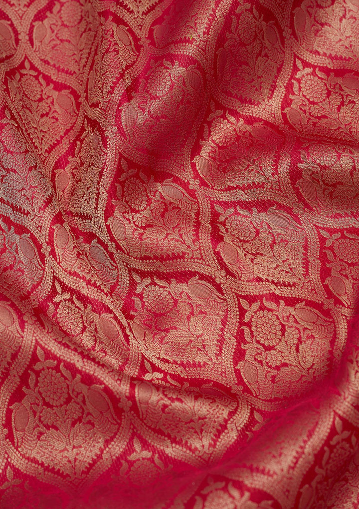 Rani Pink Zariwork Pure Silk Saree