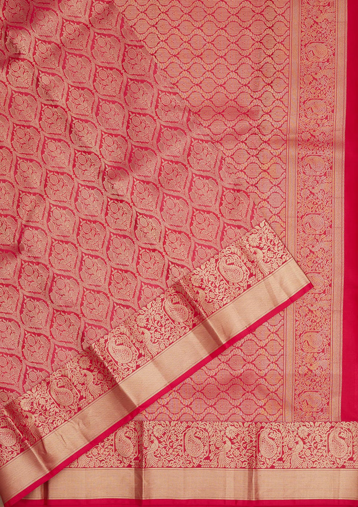 Rani Pink Zariwork Pure Silk Saree