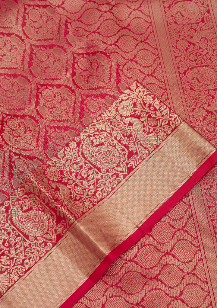Rani Pink Zariwork Pure Silk Saree
