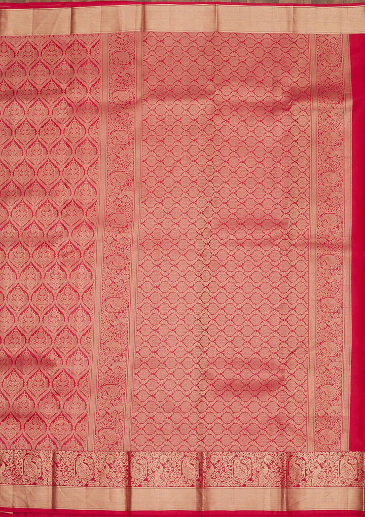 Rani Pink Zariwork Pure Silk Saree