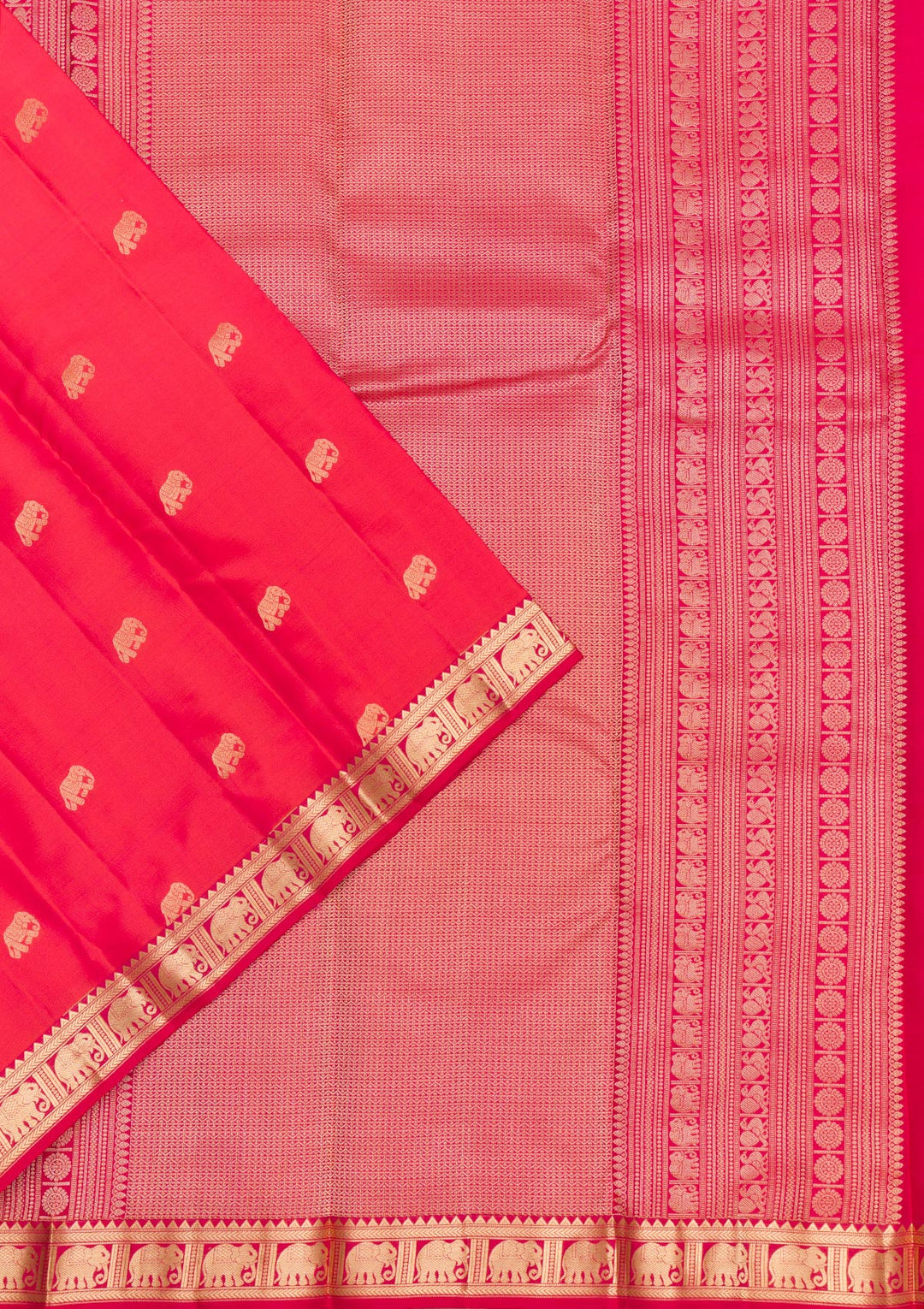 Rani Pink Zariwork Pure Silk Saree-Koskii