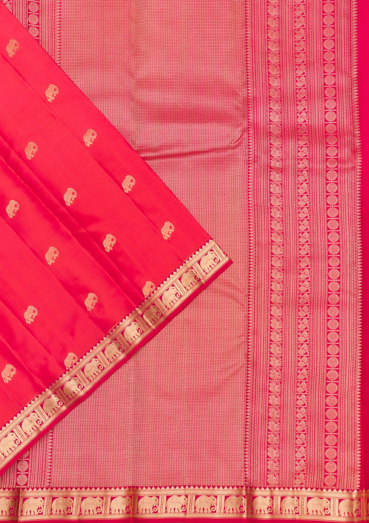 Rani Pink Zariwork Pure Silk Saree-Koskii