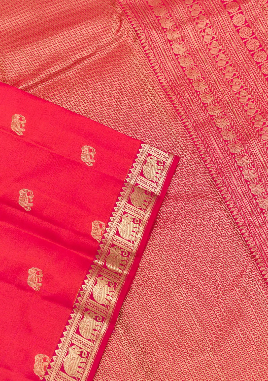Rani Pink Zariwork Pure Silk Saree-Koskii