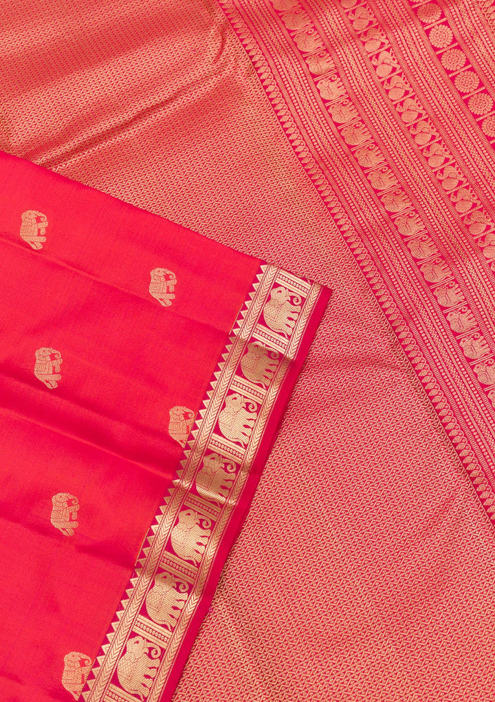 Rani Pink Zariwork Pure Silk Saree-Koskii
