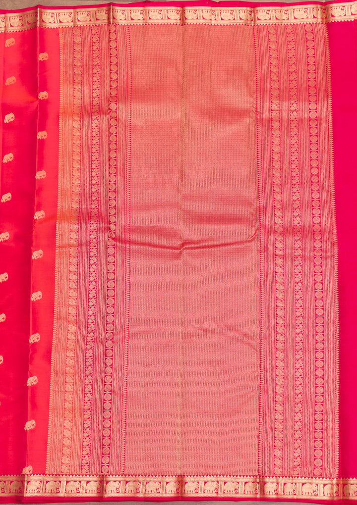 Rani Pink Zariwork Pure Silk Saree-Koskii