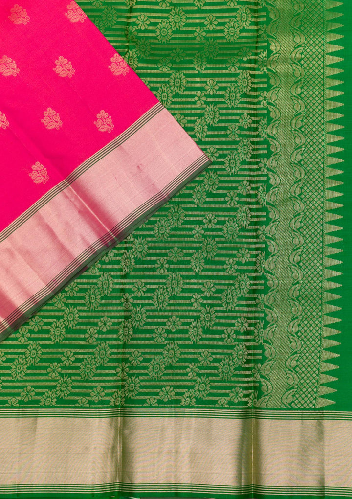 Rani Pink Zariwork Pure Silk Saree-Koskii