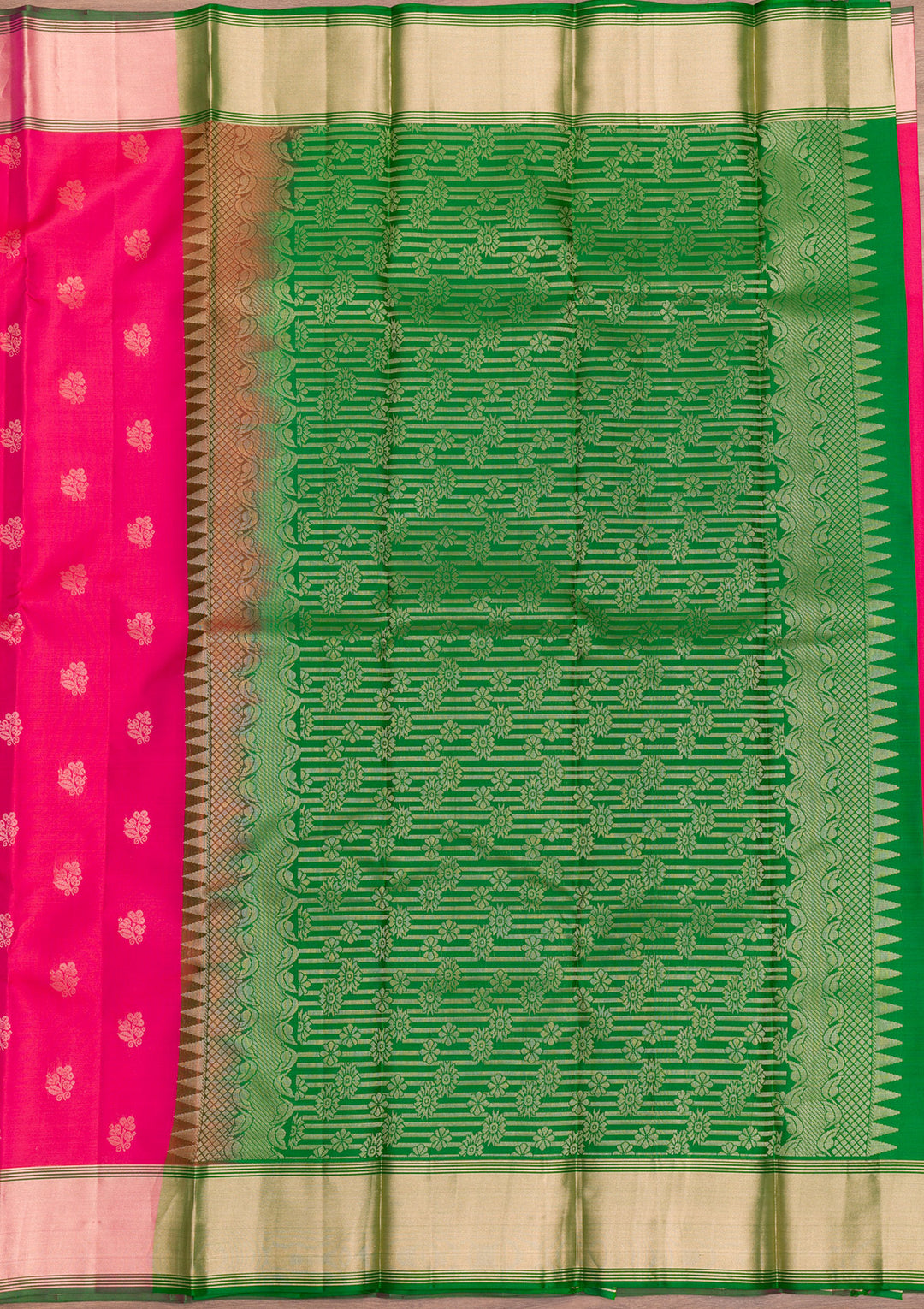 Rani Pink Zariwork Pure Silk Saree-Koskii