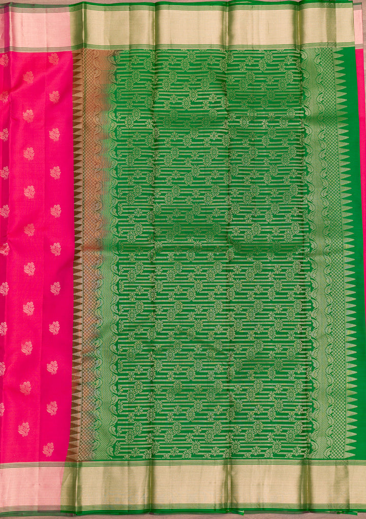 Rani Pink Zariwork Pure Silk Saree-Koskii