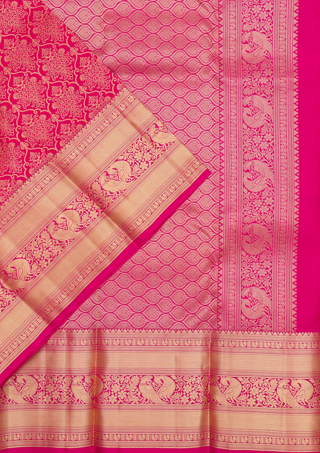 Rani Pink Zariwork Pure Silk Saree