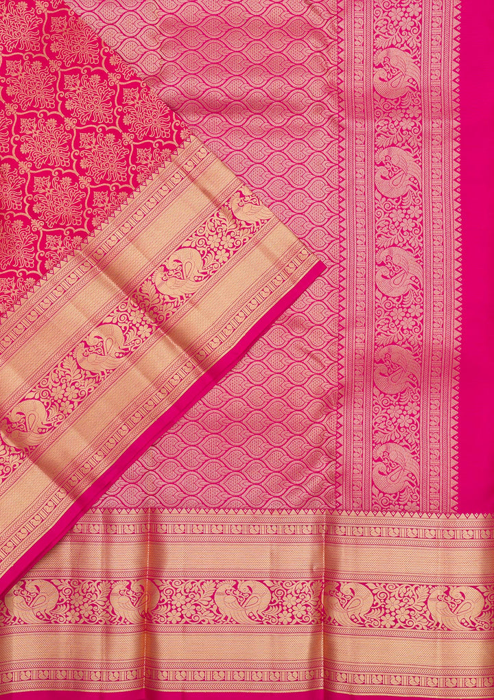 Rani Pink Zariwork Pure Silk Saree