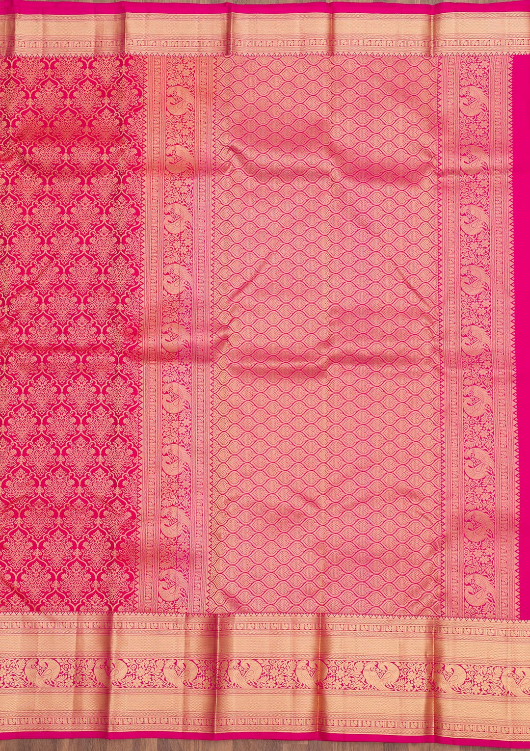Rani Pink Zariwork Pure Silk Saree