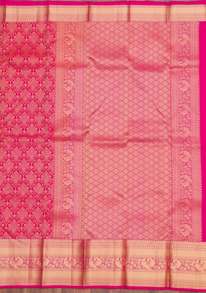 Rani Pink Zariwork Pure Silk Saree