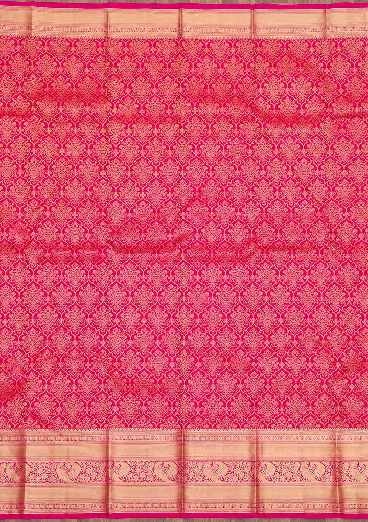 Rani Pink Zariwork Pure Silk Saree