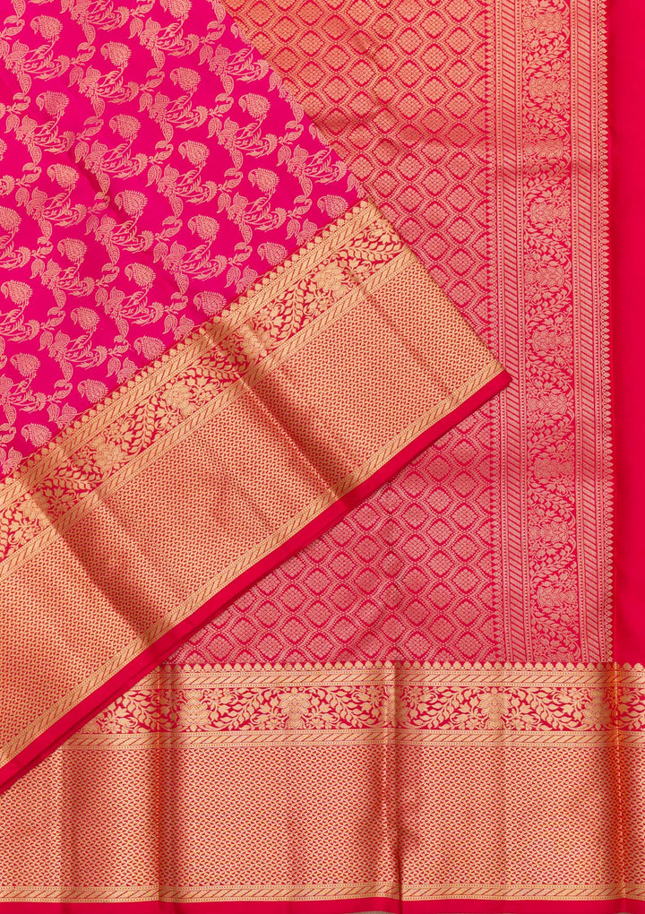 Rani Pink Zariwork Pure Silk Saree