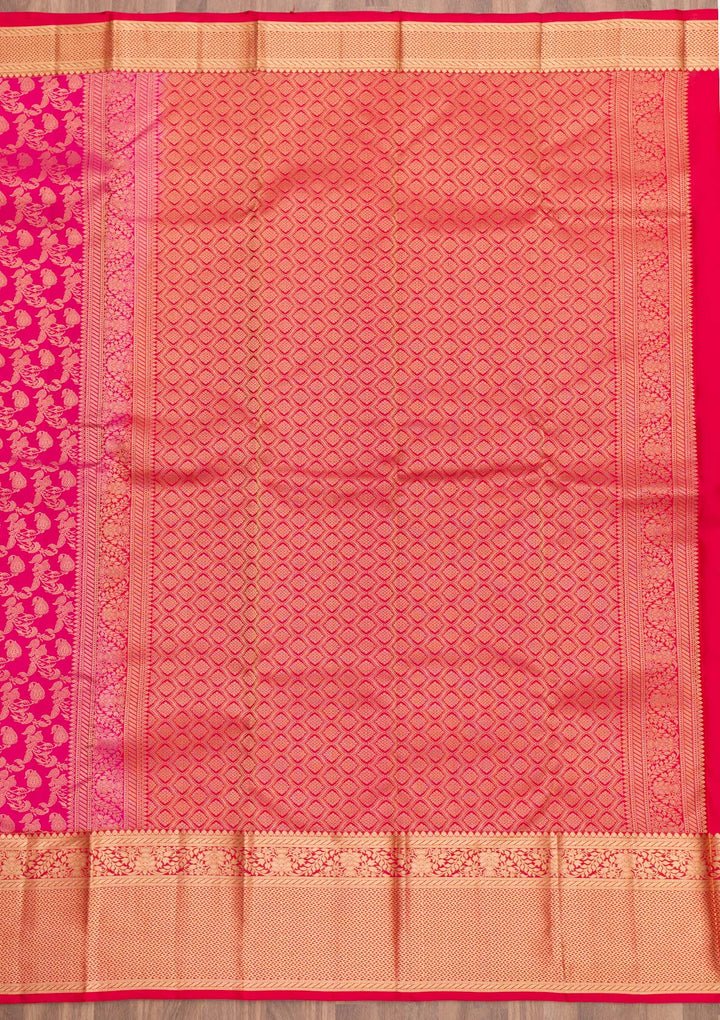 Rani Pink Zariwork Pure Silk Saree