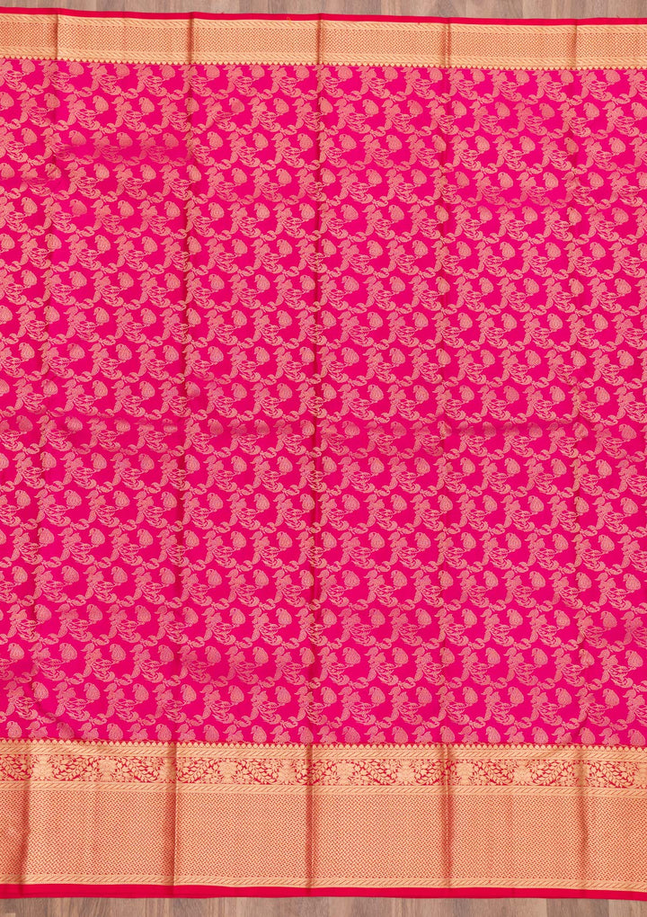 Rani Pink Zariwork Pure Silk Saree