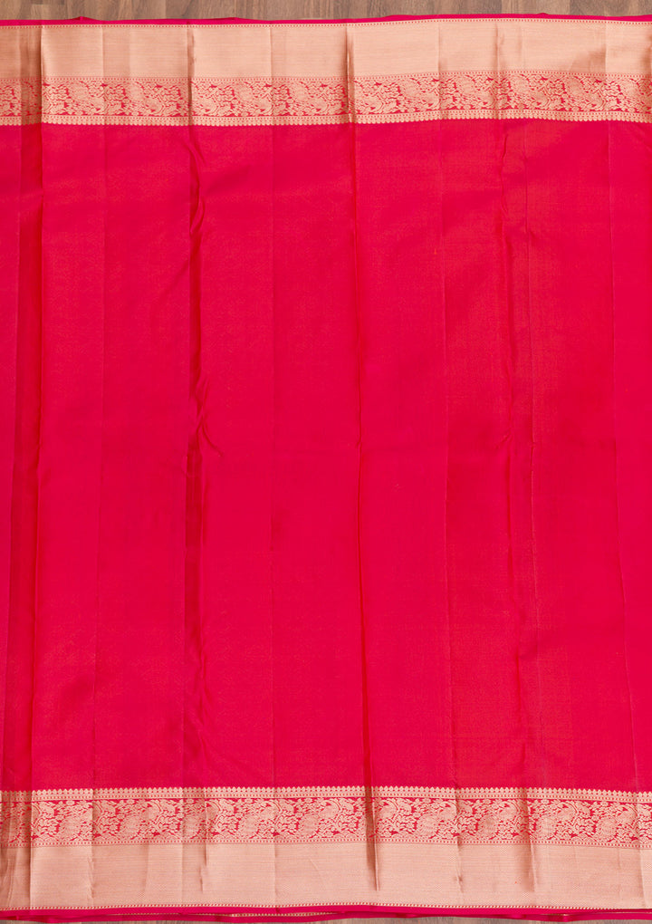 Rani Pink Zariwork Kanjivaram Pure Silk Saree