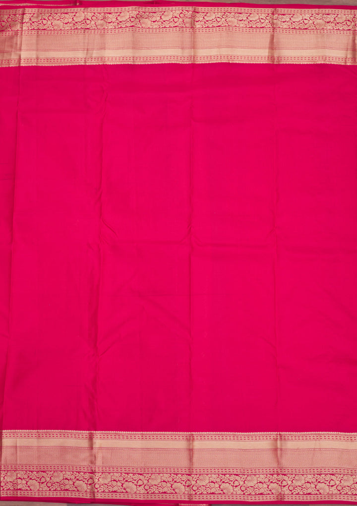 Rani Pink Zariwork Pure Silk Saree