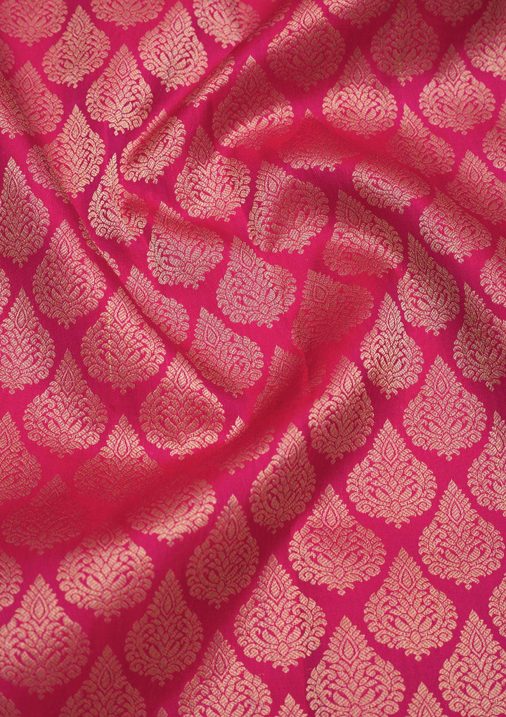 Rani Pink Zariwork Pure Silk Saree