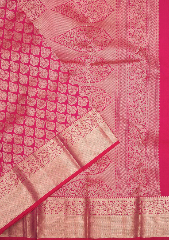 Rani Pink Zariwork Pure Silk Saree