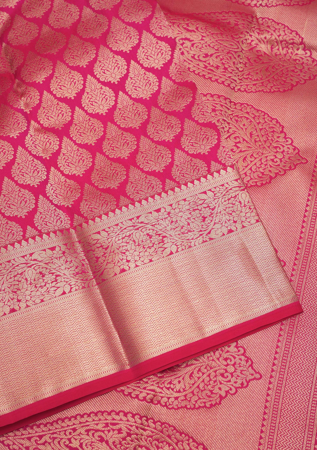 Rani Pink Zariwork Pure Silk Saree